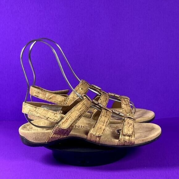 Vionic Gold Cork Amber Adjustable Strap Orthotic Arch Support Sandal Shoe Size 7 - Picture 1 of 8